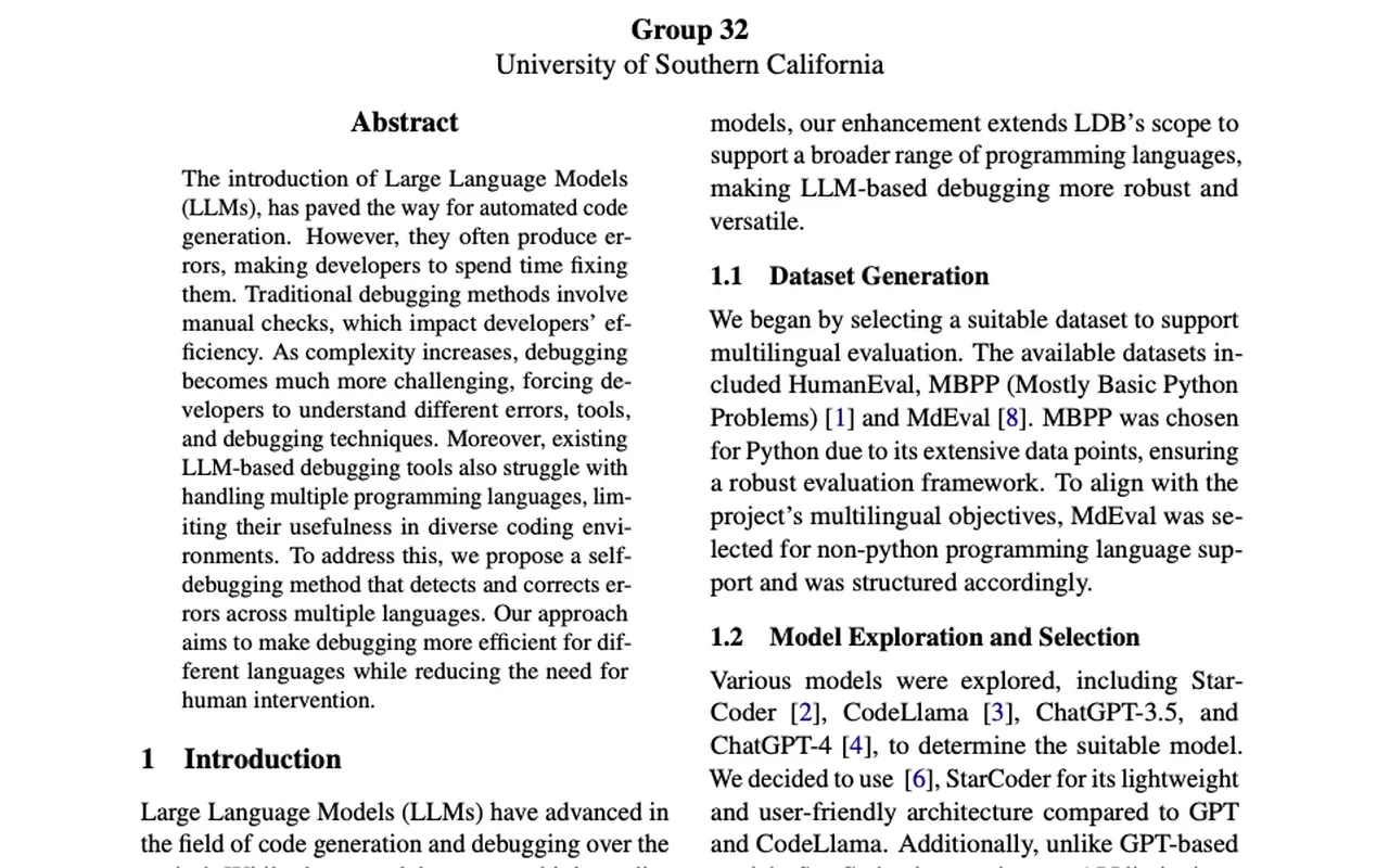 Screenshot of Multilingual Self-Debugging Framework